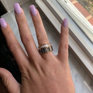HB pave crystal and black stone cocktail ring